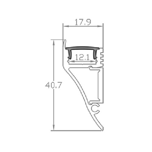 Profile W Alu 2m 40,7x17,9mm incl f. cover,end cap, clips - Bilde 4