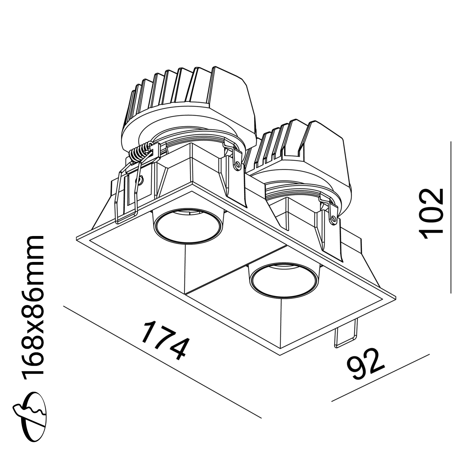 Make Double D2W 2x45-950lm 930-919 34° 2x9,4W WH w/o driver - Bilde 3