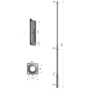 Ørsta pole 6m Ø60mm cc=160mm