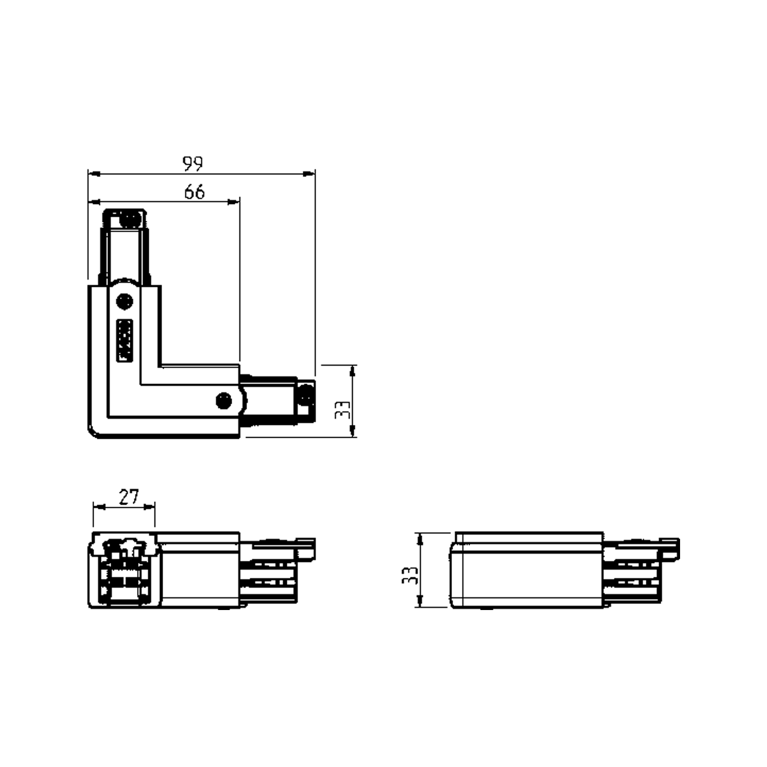 Global Pro L-feed L90° (inside) 3-circuit WH - Bilde 3