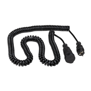 Coiled Cable 5m + Male Schuko Plug + Female Schuko Plug BK
