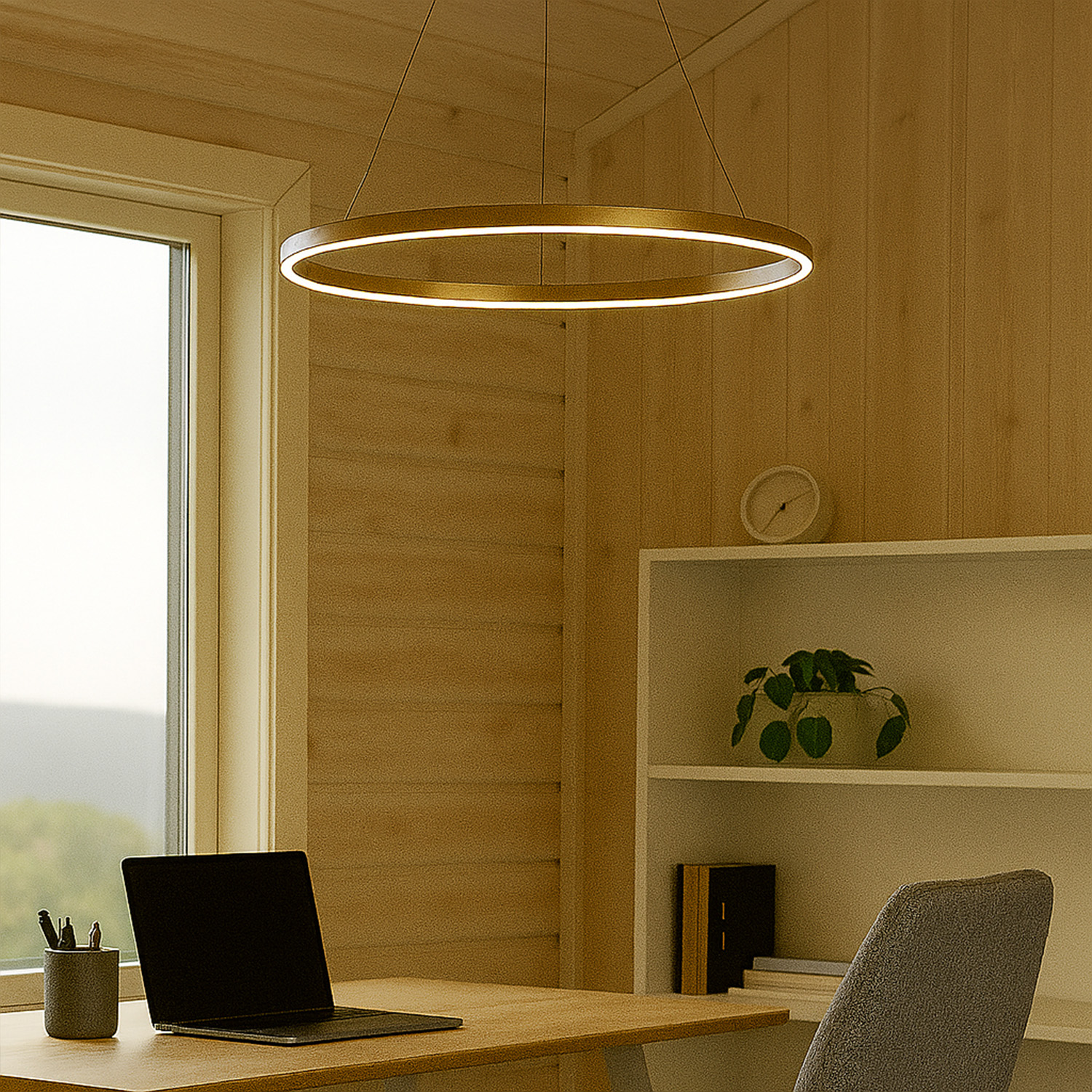 Halo Pendant 3200lm 830 120° 28W Gold/White Phasecut Ø80cm - Bilde 4