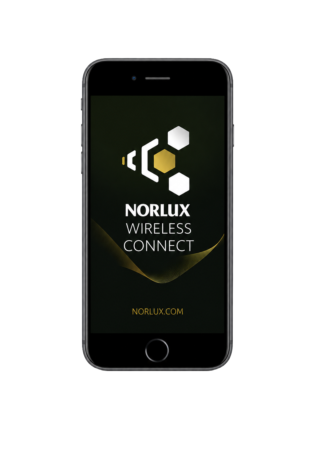 Norlux Wireless Connect-appen vist på en mobiltelefon